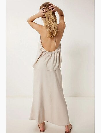 Set con blusa halter con dettaglio a laccetti e gonna a gamba ampia istanbul