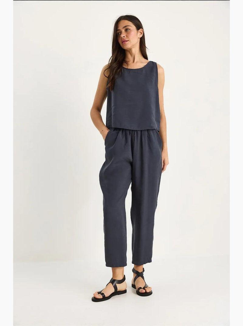 Set con camicetta senza maniche a girocollo e pantaloni carrof fıt lucci Blu grigiastro - Kiabi