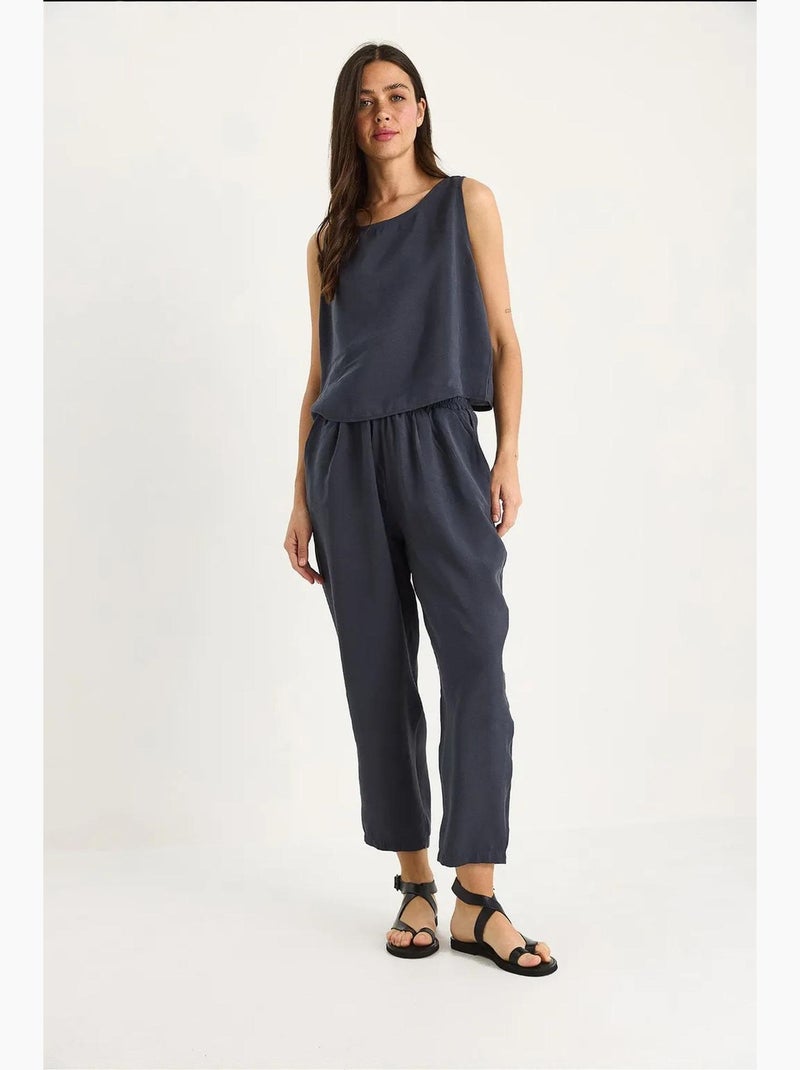 Set con camicetta senza maniche a girocollo e pantaloni carrof fıt lucci Blu grigiastro - Kiabi