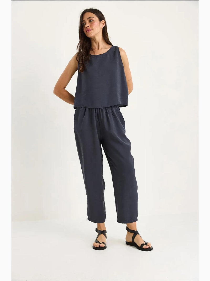 Set con camicetta senza maniche a girocollo e pantaloni carrof fıt lucci Blu grigiastro - Kiabi