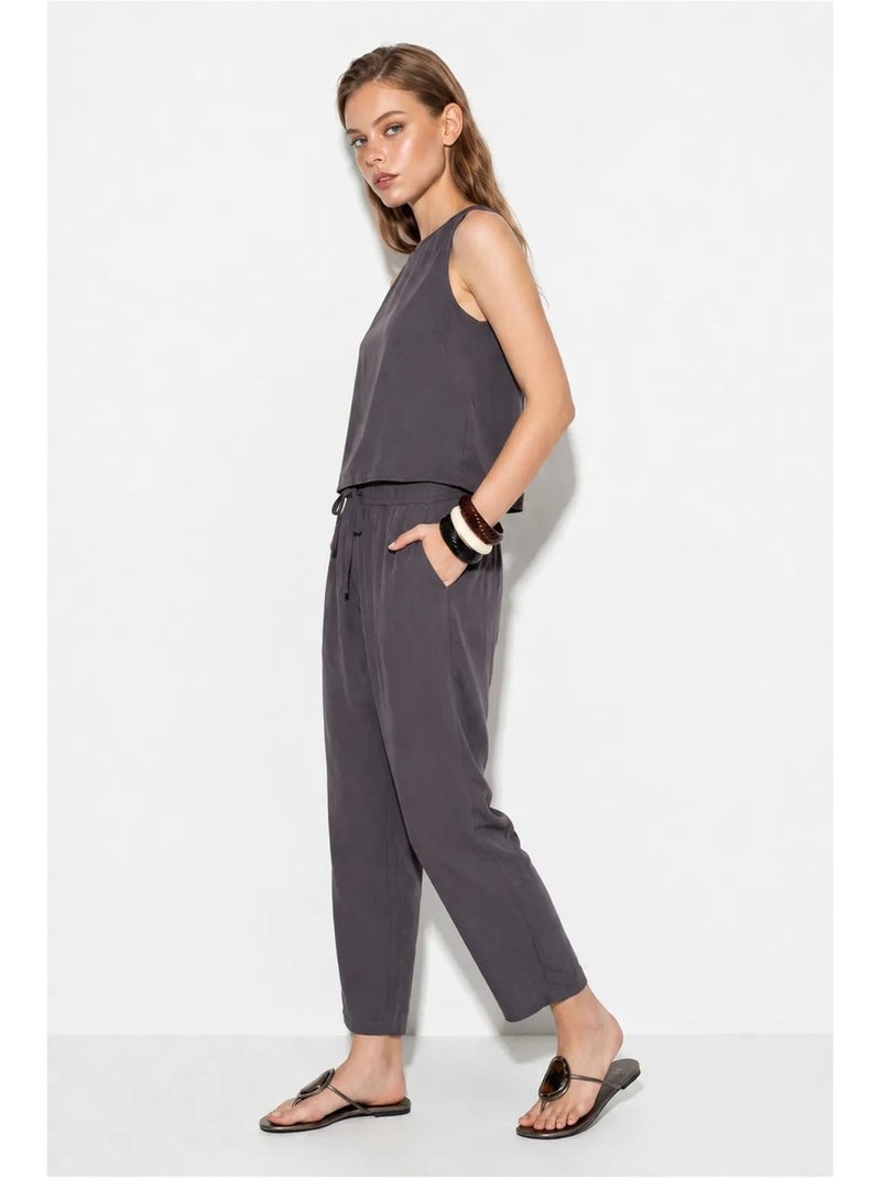 Set con camicetta senza maniche a girocollo e pantaloni carrof fıt lucci Grigio nero - Kiabi