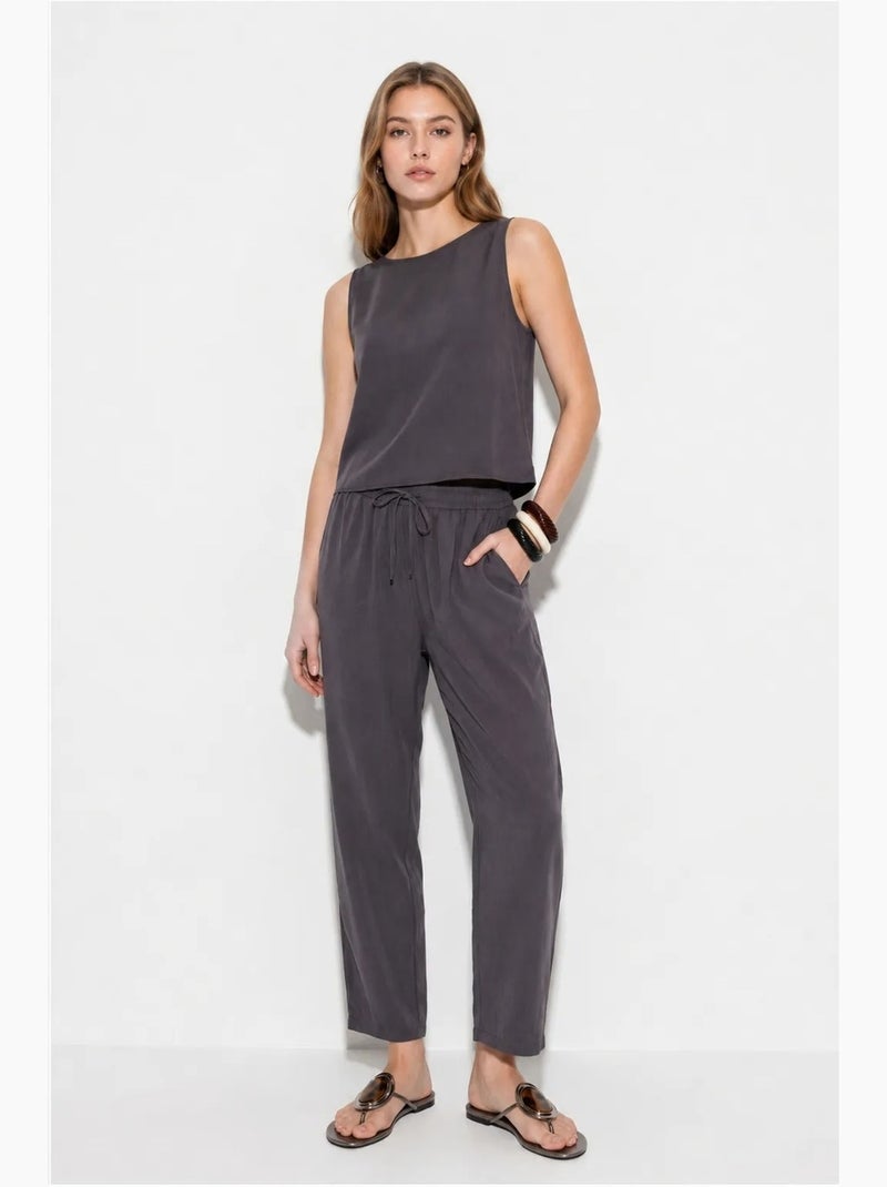 Set con camicetta senza maniche a girocollo e pantaloni carrof fıt lucci Grigio nero - Kiabi