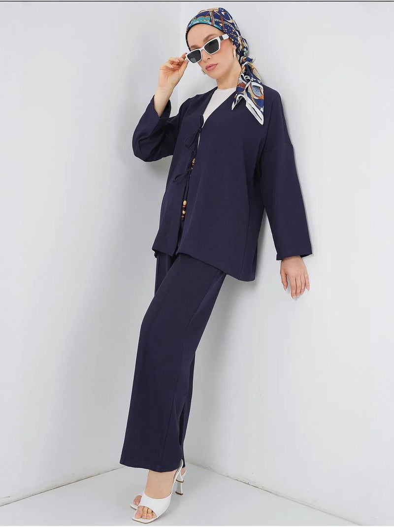 Set con cardigan con scollo a v e pantaloni a gamba larga bdart Blu marino - Kiabi