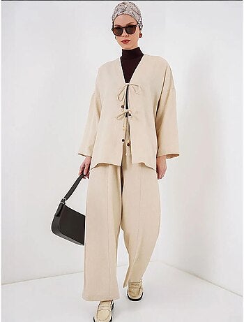 Set con cardigan con scollo a v e pantaloni a gamba larga bdart