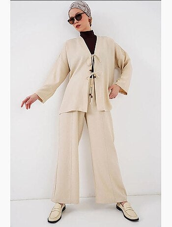 Set con cardigan con scollo a v e pantaloni a gamba larga bdart