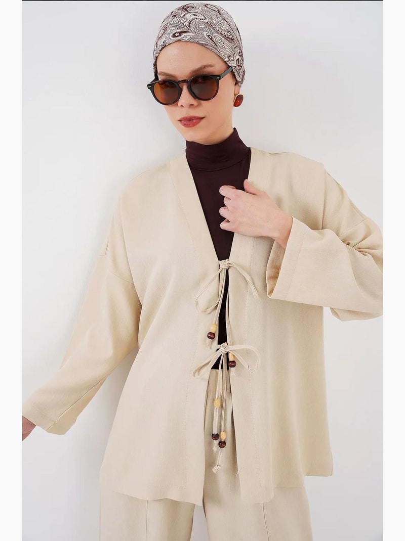 Set con cardigan con scollo a v e pantaloni a gamba larga bdart Crema - Kiabi
