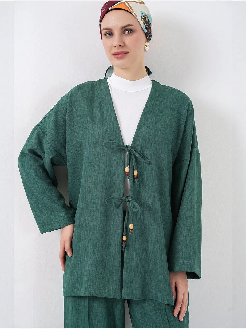 Set con cardigan con scollo a v e pantaloni a gamba larga bdart Verde scuro - Kiabi