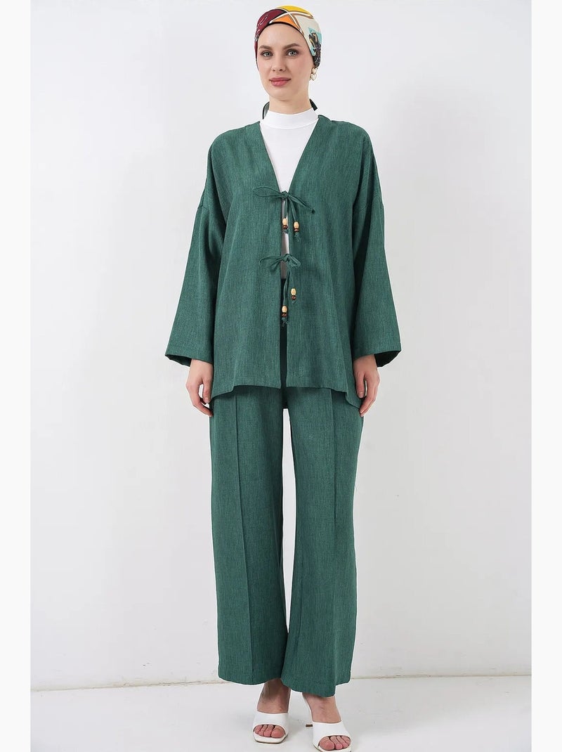 Set con cardigan con scollo a v e pantaloni a gamba larga bdart Verde scuro - Kiabi