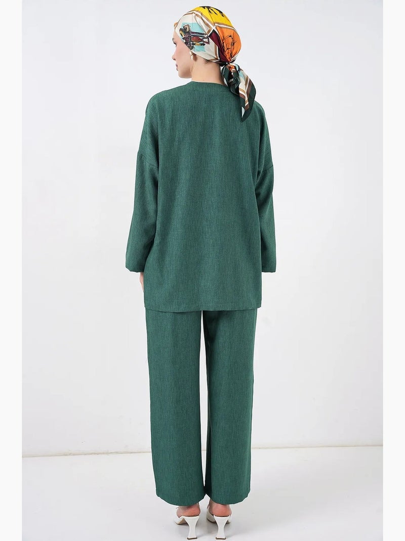 Set con cardigan con scollo a v e pantaloni a gamba larga bdart Verde scuro - Kiabi
