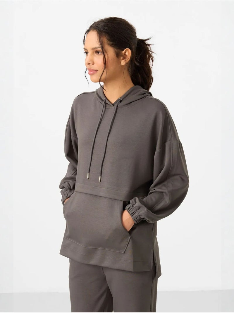 Set con felpa con cappuccio oversize e pantaloni a gamba ampia tommy Grigio nero - Kiabi