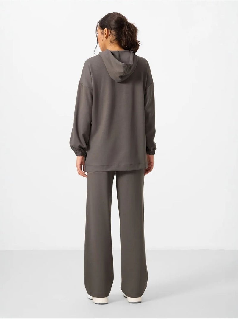 Set con felpa con cappuccio oversize e pantaloni a gamba ampia tommy Grigio nero - Kiabi