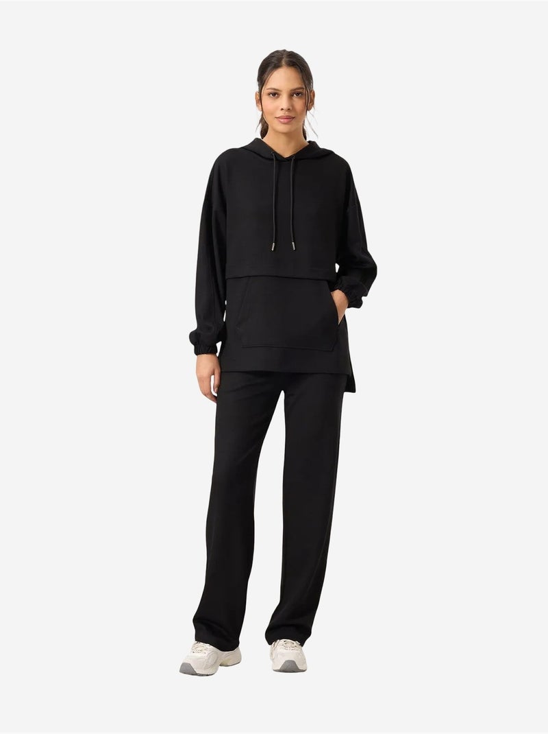 Set con felpa con cappuccio oversize e pantaloni a gamba ampia tommy Nero - Kiabi