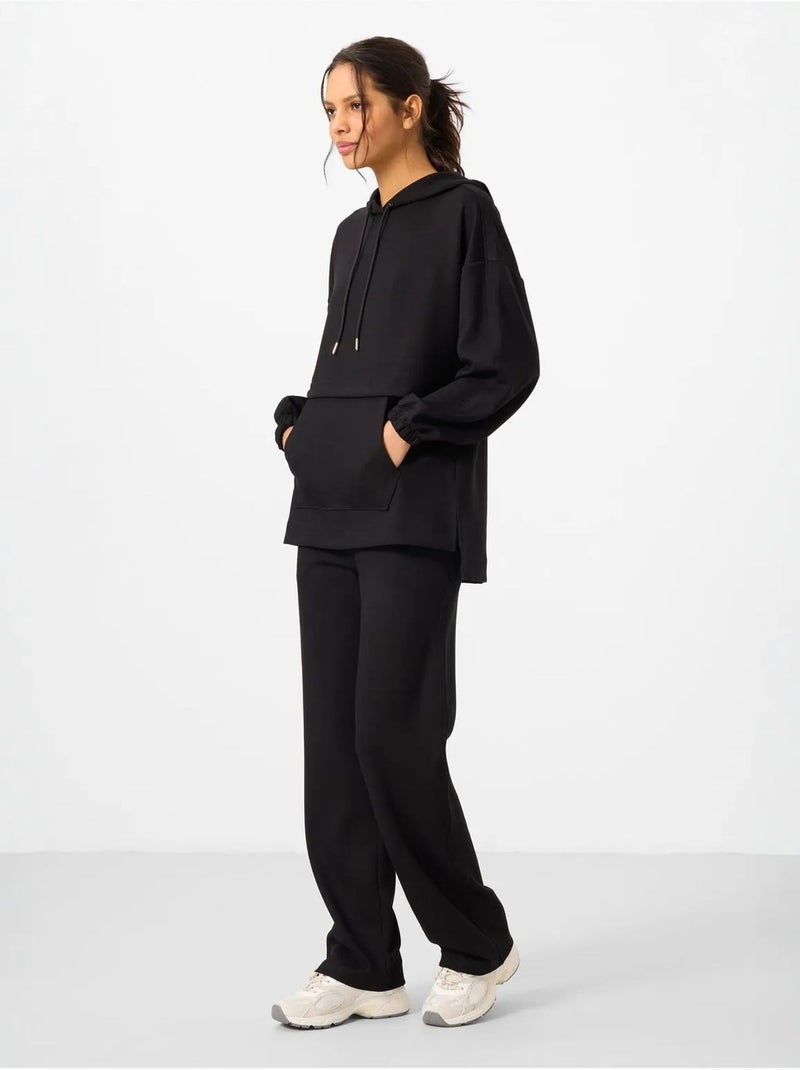 Set con felpa con cappuccio oversize e pantaloni a gamba ampia tommy Nero - Kiabi