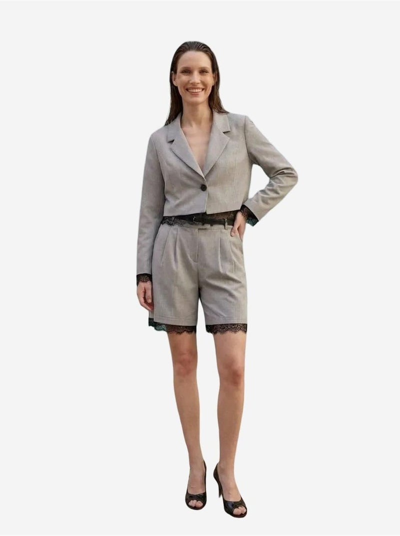Set con giacca corta e pantaloni a gamba ampia my fashion Grigio chiaro - Kiabi