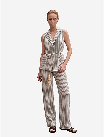 Set con gilet a righe con collo a scialle e pantaloni a gamba ampia my fashion