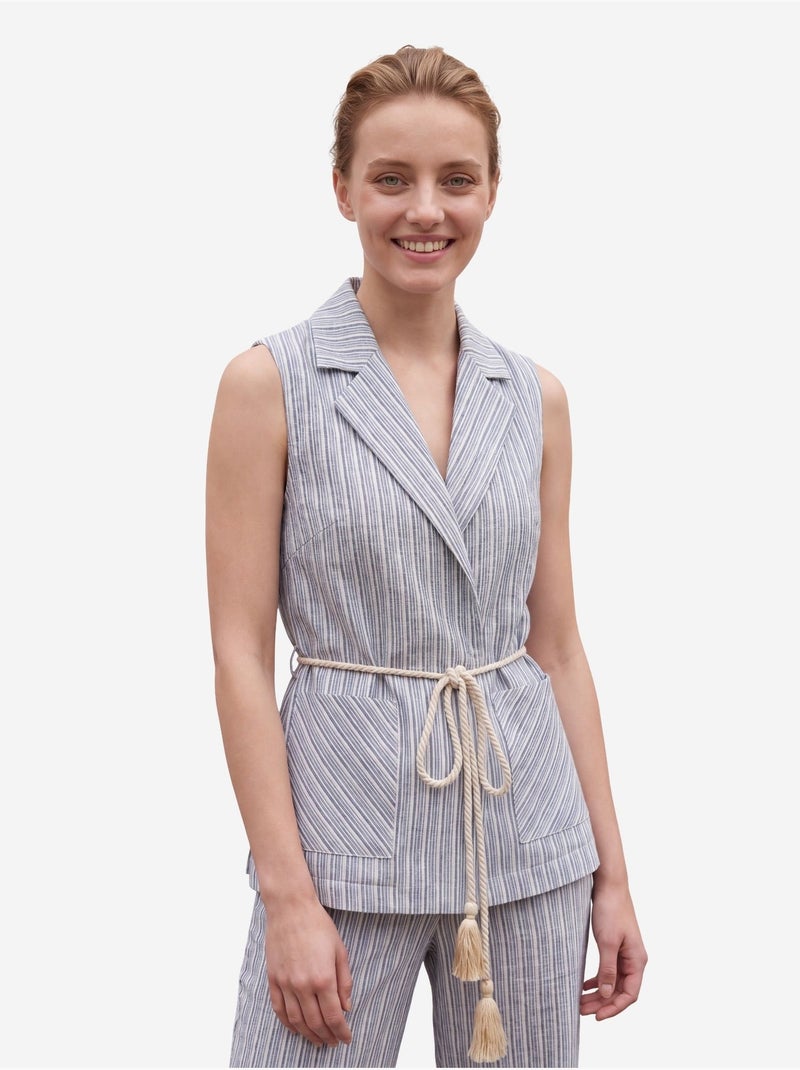 Set con gilet a righe con collo a scialle e pantaloni a gamba ampia my fashion Blu cielo - Kiabi