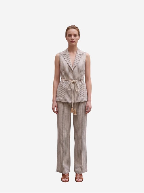 Set con gilet a righe con collo a scialle e pantaloni a gamba ampia my fashion - Kiabi Set con gilet a righe con collo a scialle e pantaloni a gamba ampia my fashion - Kiabi