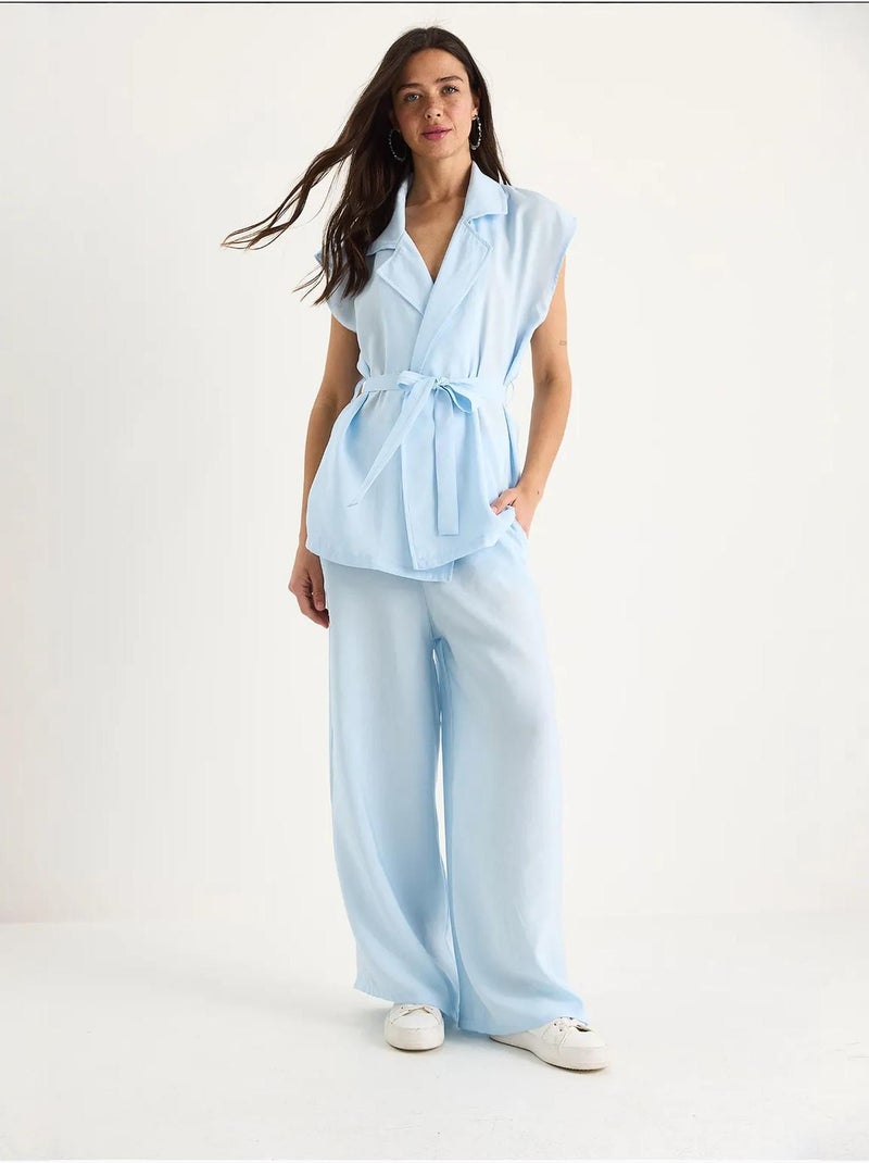 Set con gilet e pantaloni a gamba ampia lucci Blu cielo - Kiabi