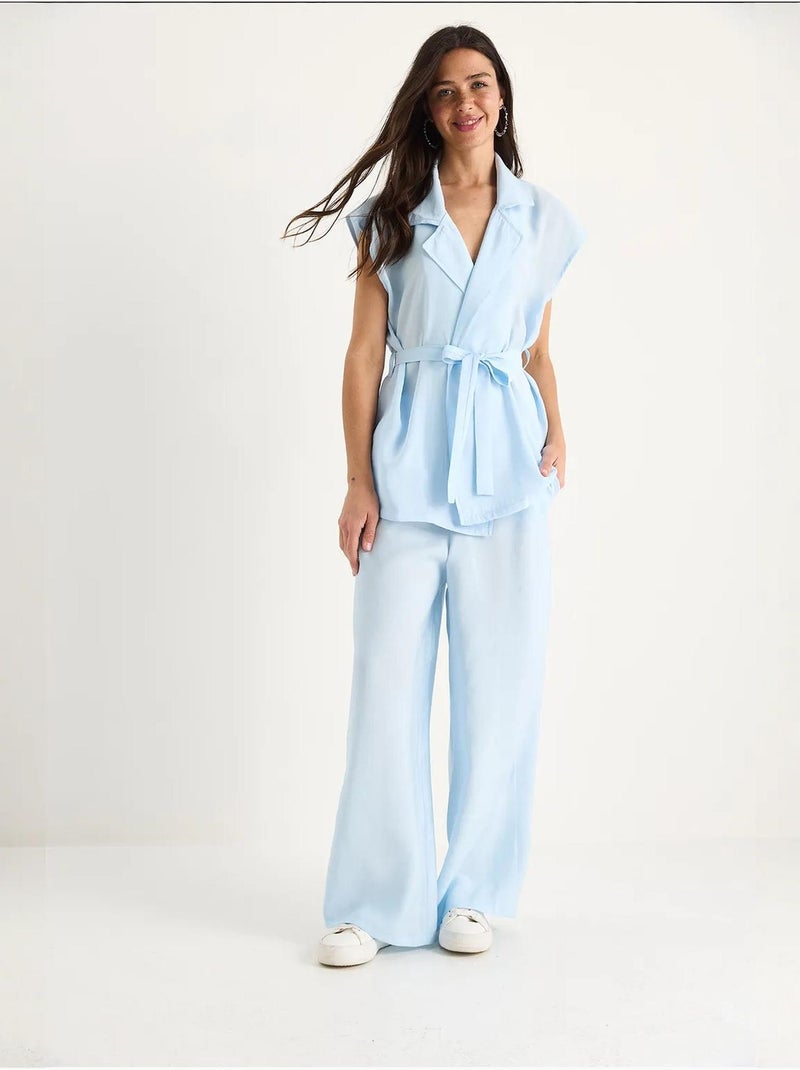 Set con gilet e pantaloni a gamba ampia lucci Blu cielo - Kiabi
