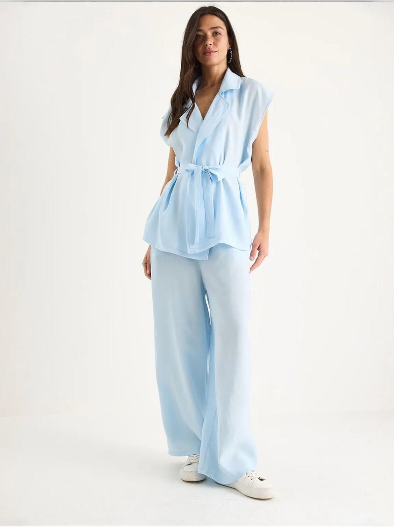 Set con gilet e pantaloni a gamba ampia lucci Blu cielo - Kiabi