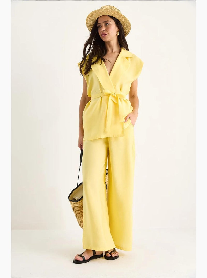Set con gilet e pantaloni a gamba ampia lucci Giallo limone - Kiabi