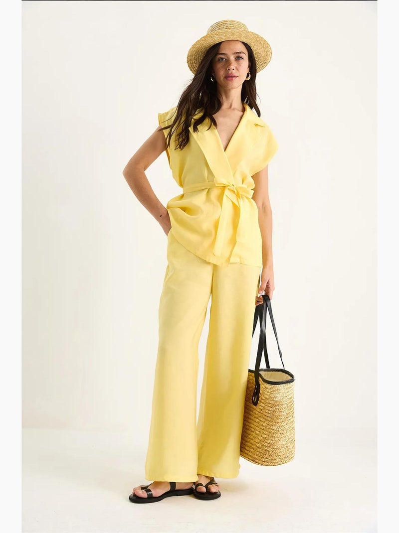 Set con gilet e pantaloni a gamba ampia lucci Giallo limone - Kiabi