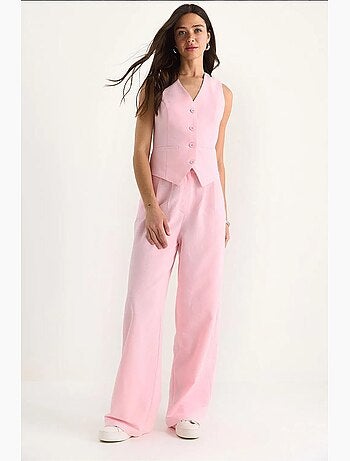 Set coord a due pezzi con gilet con scollo a v e pantaloni a gamba ampia lucci