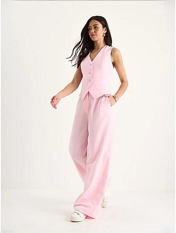 Set coord a due pezzi con gilet con scollo a v e pantaloni a gamba ampia lucci