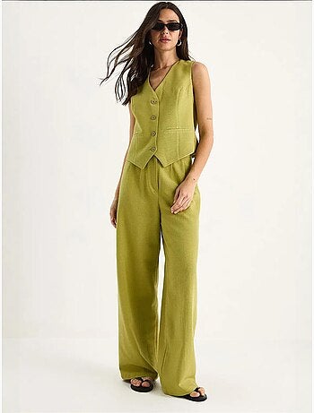 Set coord a due pezzi con gilet con scollo a v e pantaloni a gamba ampia lucci