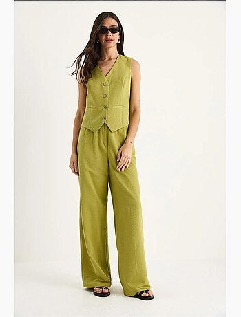 Set coord a due pezzi con gilet con scollo a v e pantaloni a gamba ampia lucci