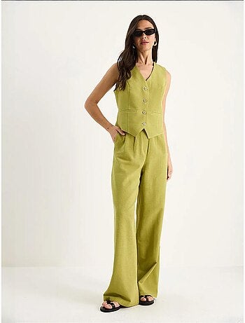 Set coord a due pezzi con gilet con scollo a v e pantaloni a gamba ampia lucci