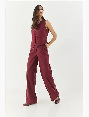 Set coordinato con gilet senza maniche con scollo a v e pantaloni a gamba ampia lucci