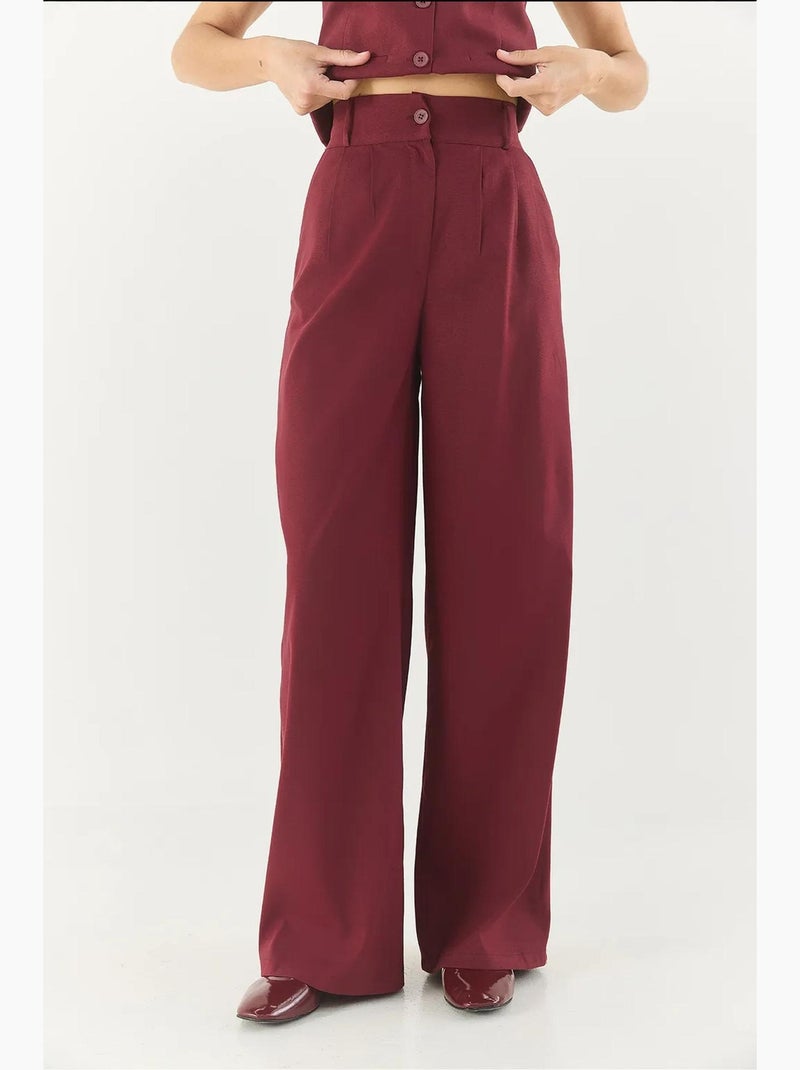 Set coordinato con gilet senza maniche con scollo a v e pantaloni a gamba ampia lucci Rosso bordeaux - Kiabi