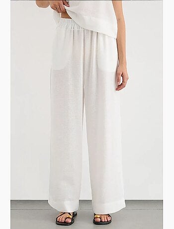 Set coordinato due pezzi con camicetta effetto lino e pantaloni a vita elastica hiccup