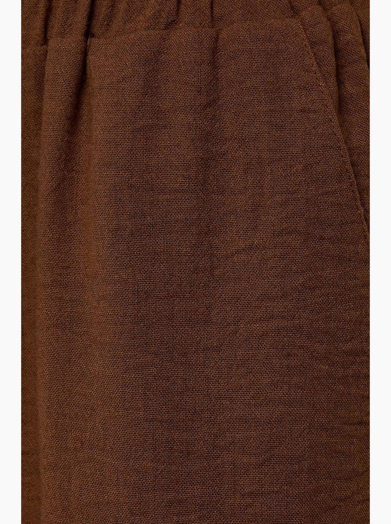 Set coordinato due pezzi con camicetta effetto lino e pantaloni a vita elastica hiccup Marrone cioccolato - Kiabi