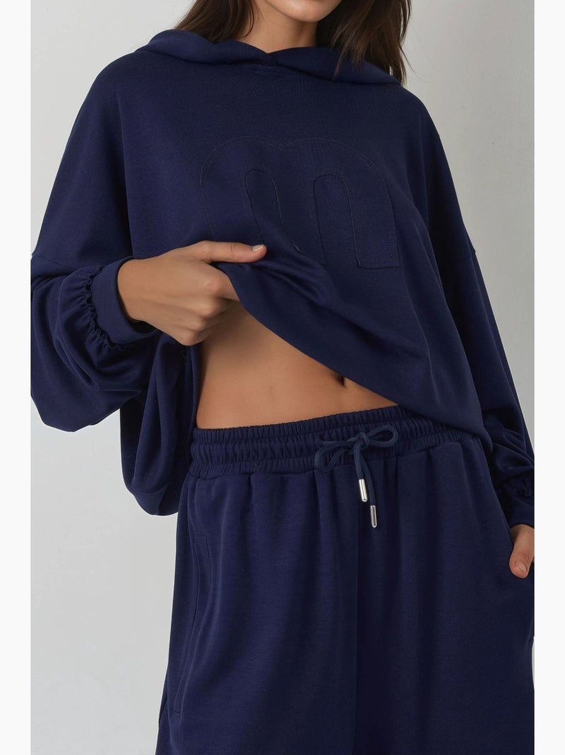 Set coordinato due pezzi con cappuccio, oversize e vita alta hiccup Blu marino - Kiabi