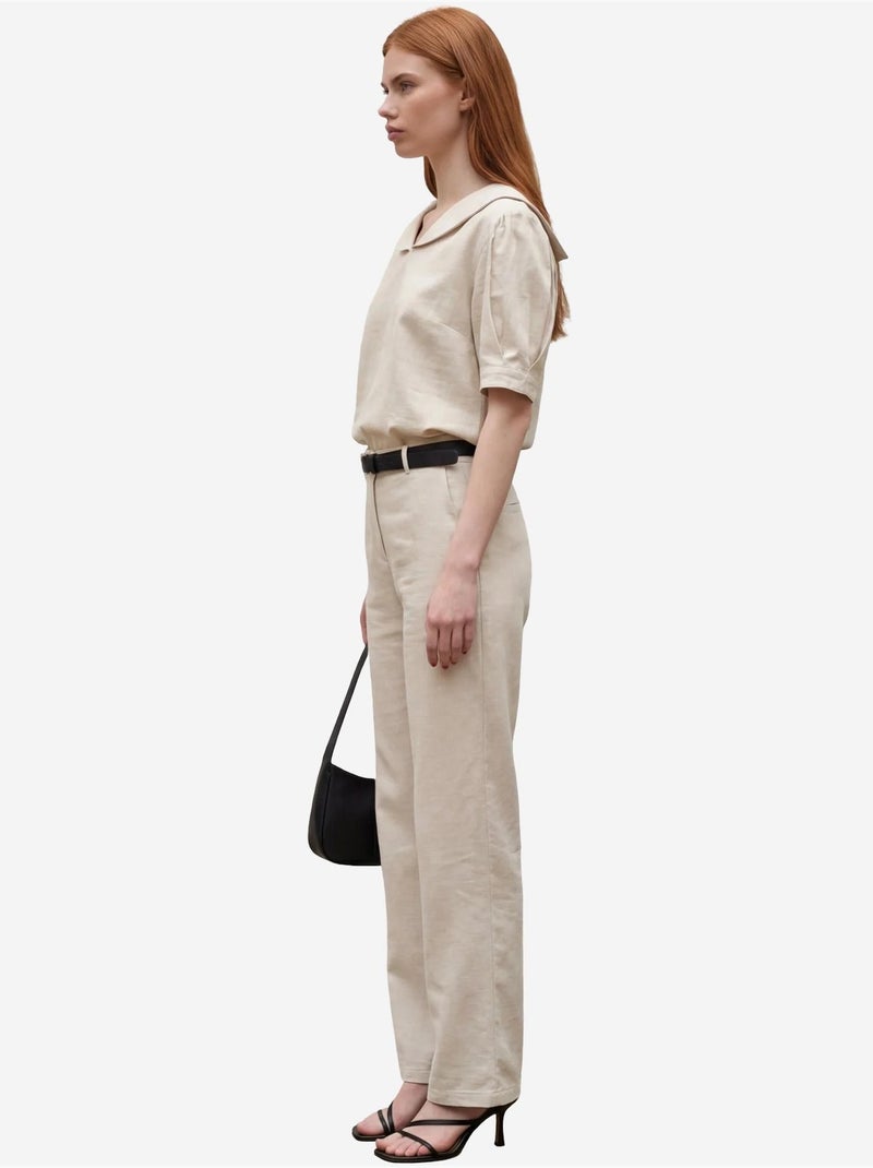 Set coordinato due pezzi con collo a scialle e bottoni my fashion Beige argilla - Kiabi