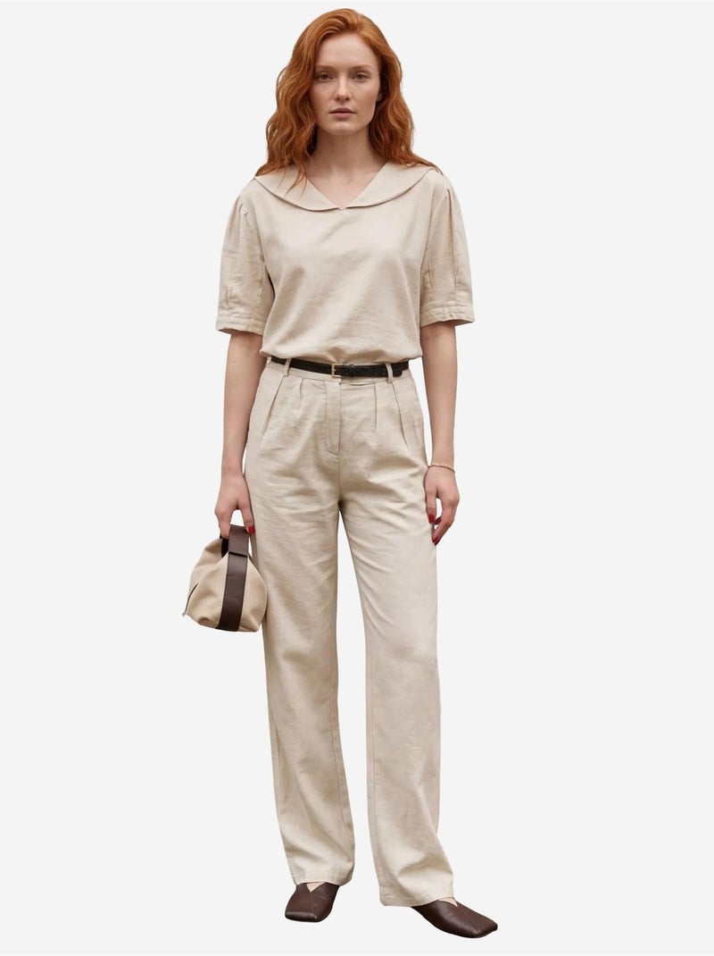 Set coordinato due pezzi con collo a scialle e bottoni my fashion Beige argilla - Kiabi