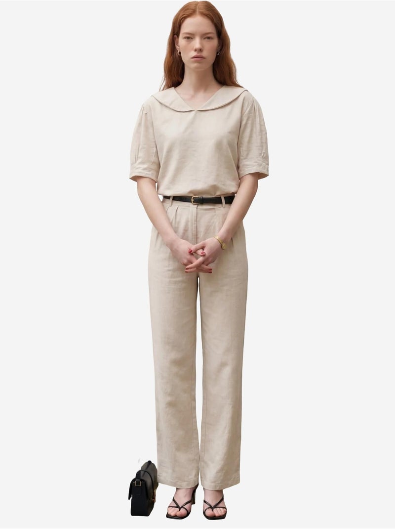 Set coordinato due pezzi con collo a scialle e bottoni my fashion Beige argilla - Kiabi