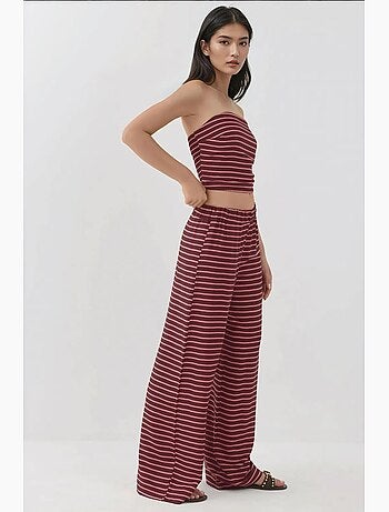 Set coordinato due pezzi con top a righe senza spalline e pantaloni hiccup