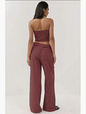 Set coordinato due pezzi con top a righe senza spalline e pantaloni hiccup