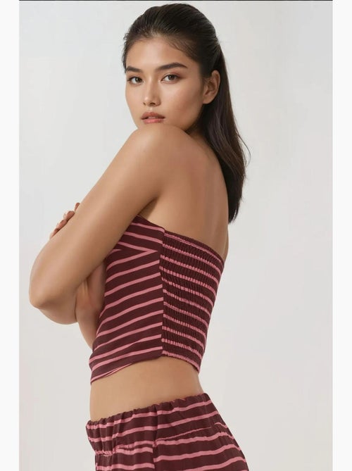 Set coordinato due pezzi con top a righe senza spalline e pantaloni hiccup - Kiabi Set coordinato due pezzi con top a righe senza spalline e pantaloni hiccup - Kiabi