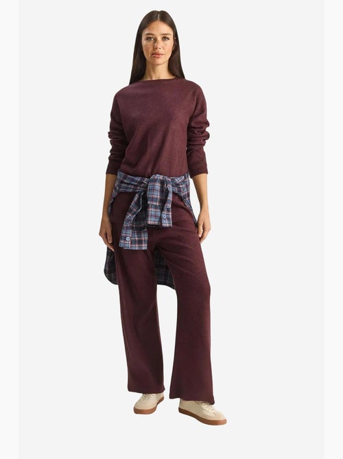 Set coordinato in maglia a costine testurizzata con maglione girocollo e pantaloni lucci - Kiabi