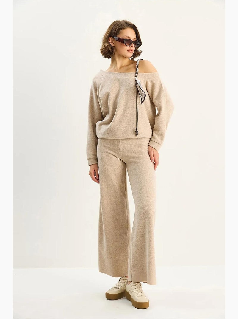 Set coordinato in maglia a due pezzi con dettagli accessorio lucci Beige argilla - Kiabi