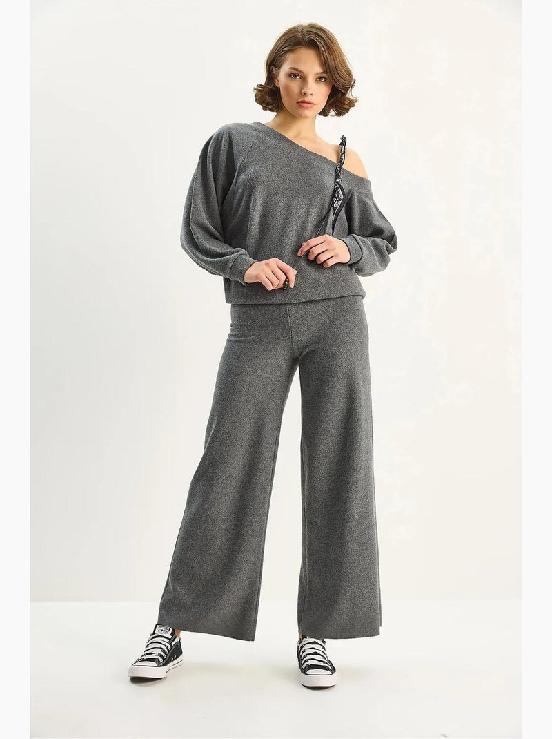 Set coordinato in maglia a due pezzi con dettagli accessorio lucci Grigio nero - Kiabi
