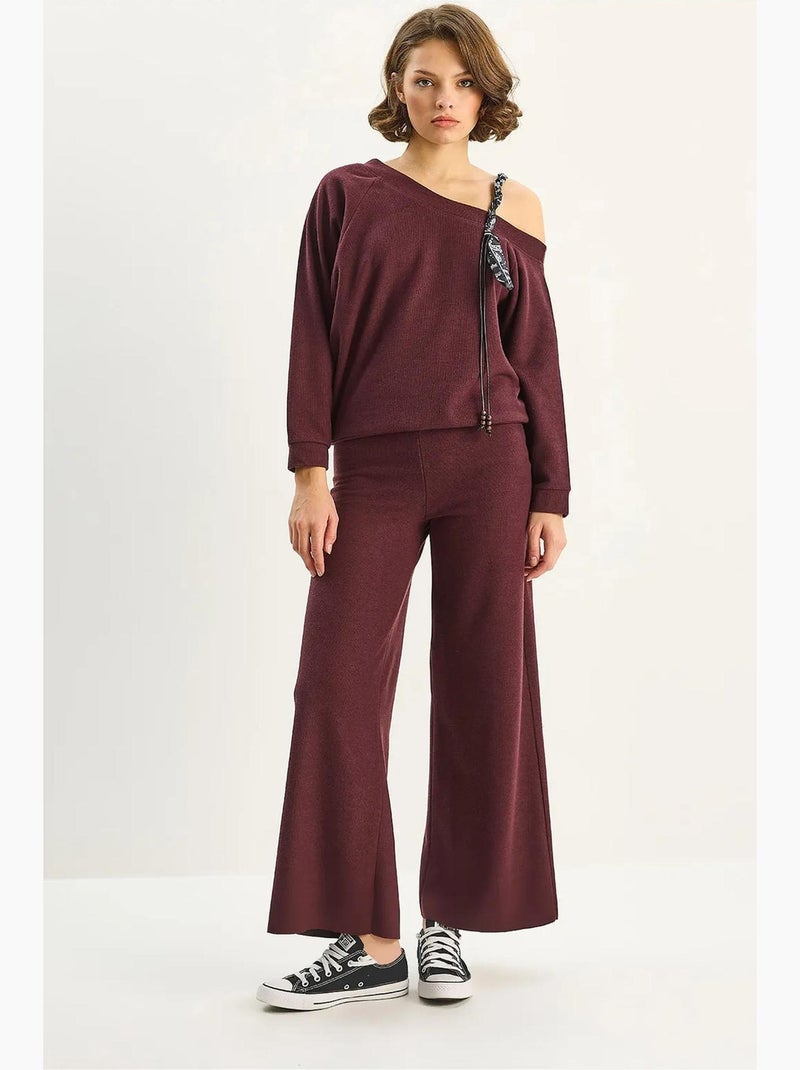 Set coordinato in maglia a due pezzi con dettagli accessorio lucci Rosso bordeaux - Kiabi