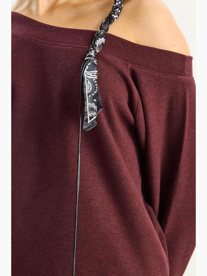 Set coordinato in maglia a due pezzi con dettagli accessorio lucci Rosso bordeaux - Kiabi