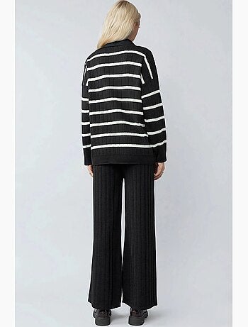 Set coordinato in maglia a righe con colletto polo my fashion