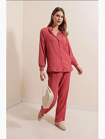 Set coordinato in maglia testurizzata con camicia in maglia a maniche lunghe e pantaloni bdart