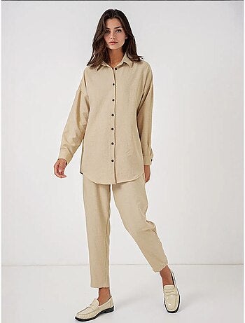 Set coordinato in misto lino con camicia a maniche lunghe e pantaloni bdart